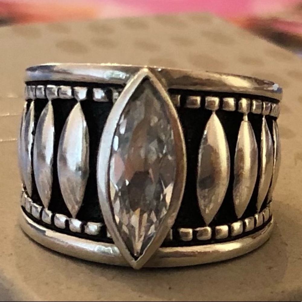 Rare Vintage Silpada Sterling Silver Marquise Cubic Zirconia Ring R1293 Size 7